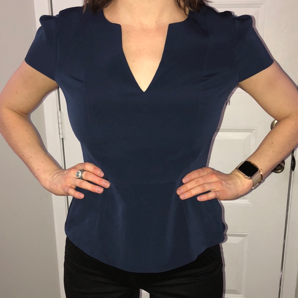 Navy peplum work top